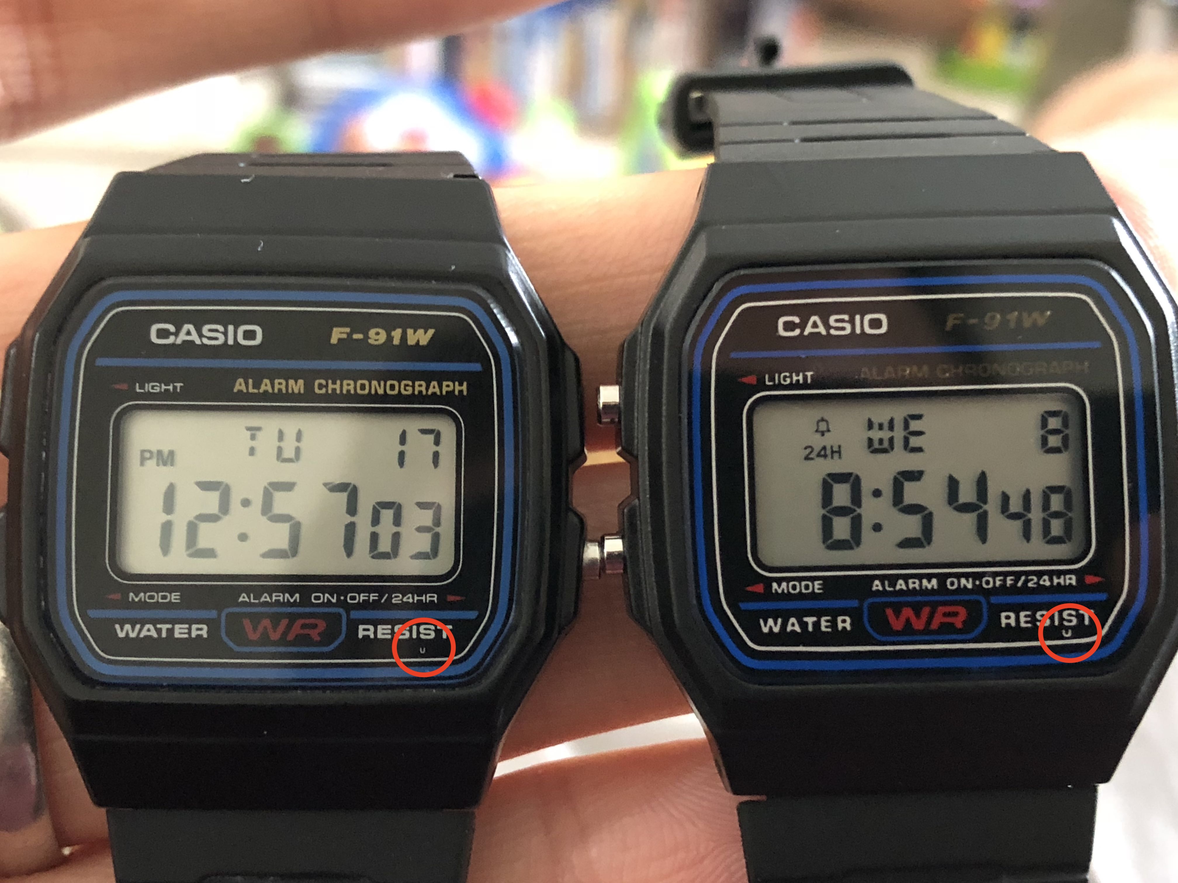 Comparing a genuine Casio F91-W with a fake