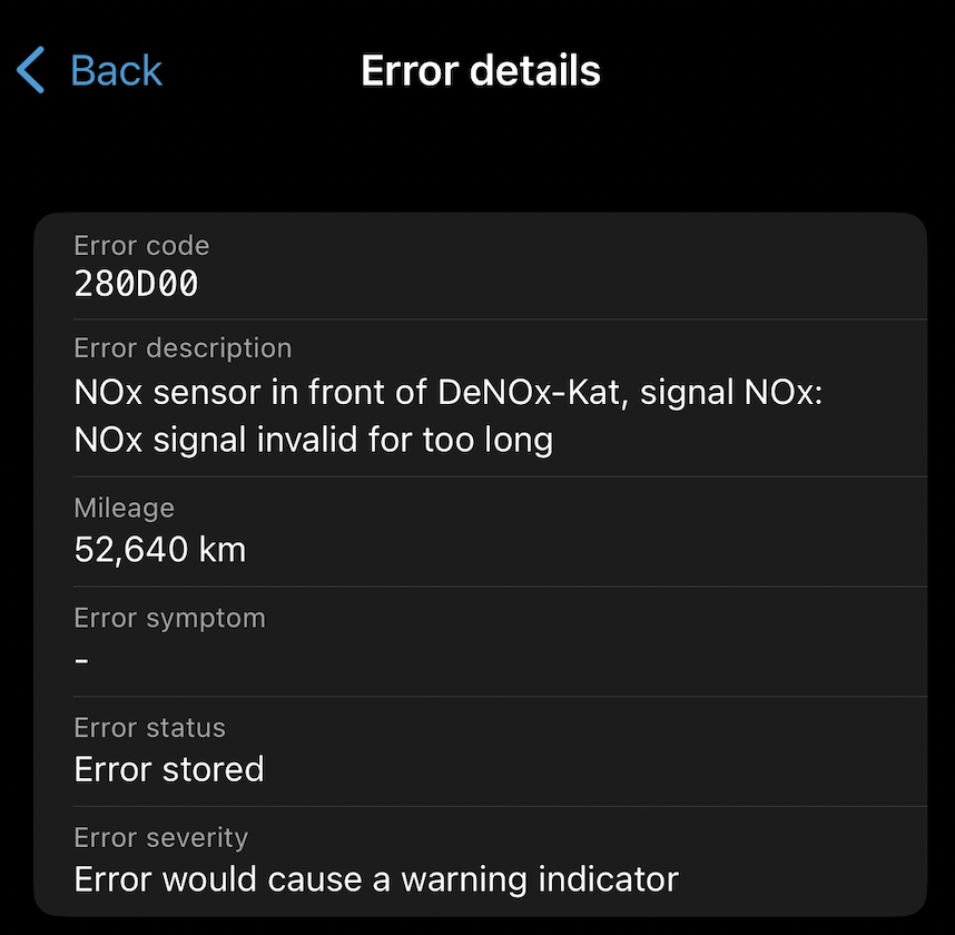 Error code 280D00 in bimmerlink