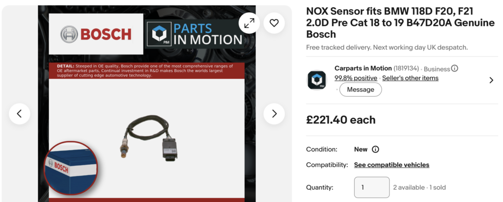 Cheaper NOx sensor on eBay, equivalent to the BMW one