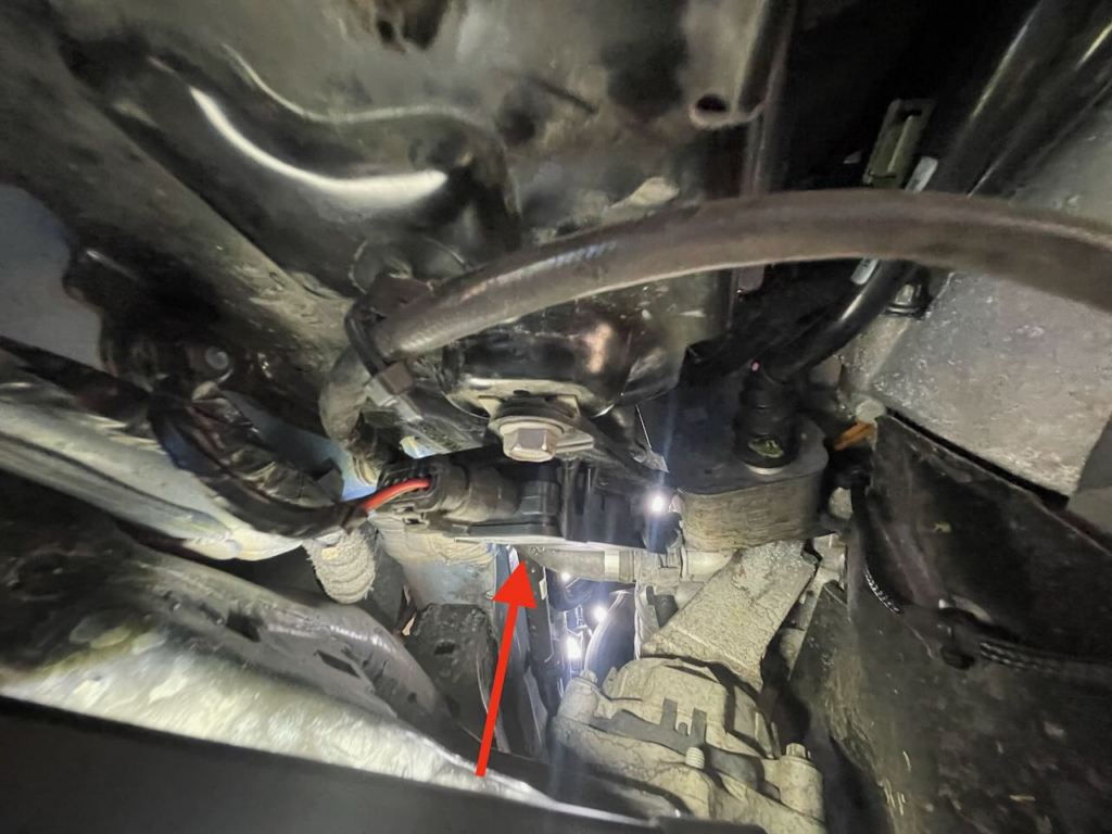 The location for the connector for the NOX sensor on a BMW