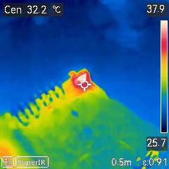A thermal image of a faulty Bosch Porsche ECU